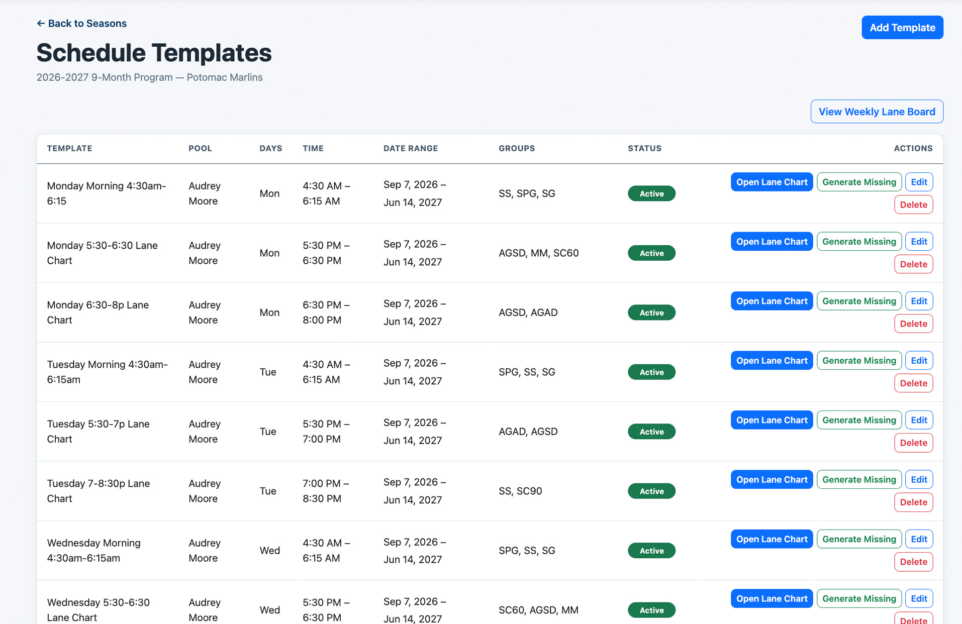 Schedule Templates