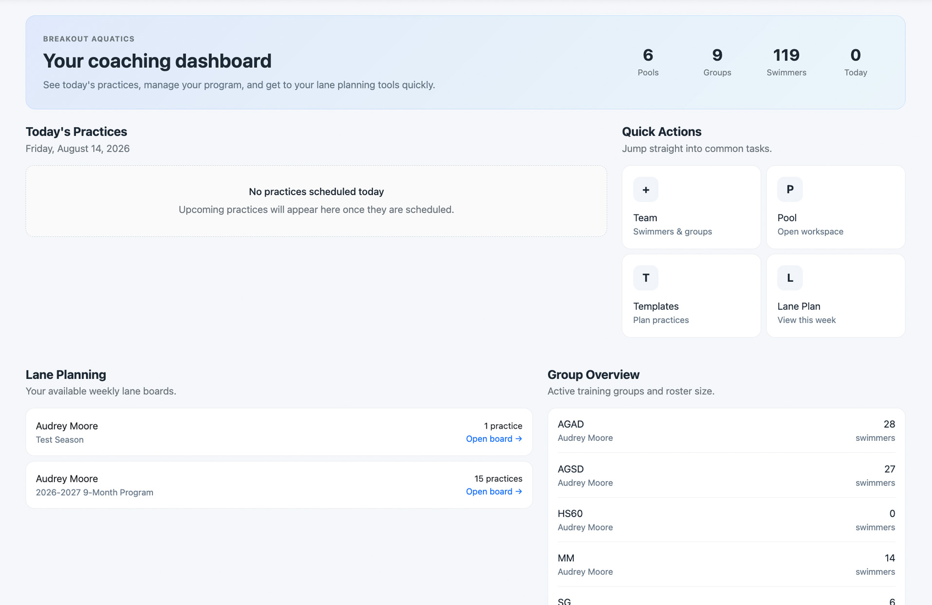 Coach Dashboard